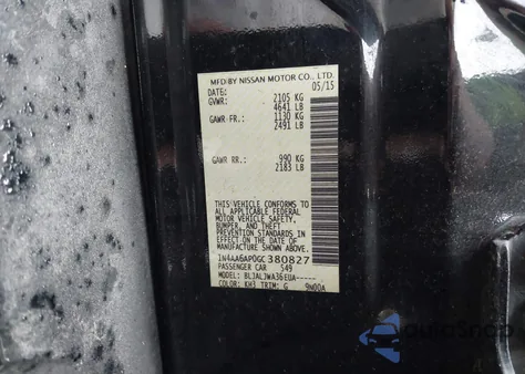 2016 Nissan Maxima 3.5 Sv from USA, damaged, VIN 1N4AA6AP0GC380827